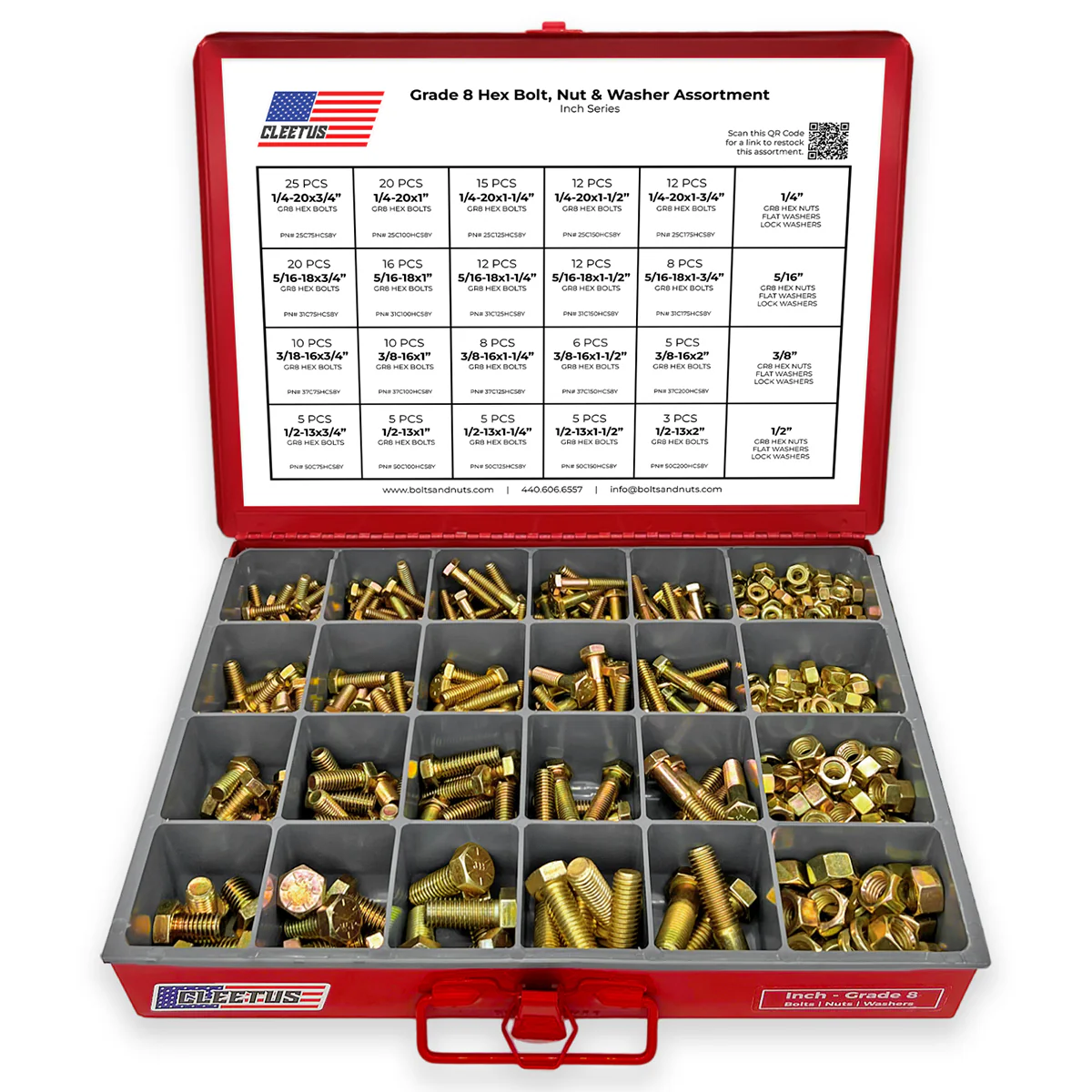 Inch Hex Bolt, Nut & Washer Assortment - 600 Piece - Image 4